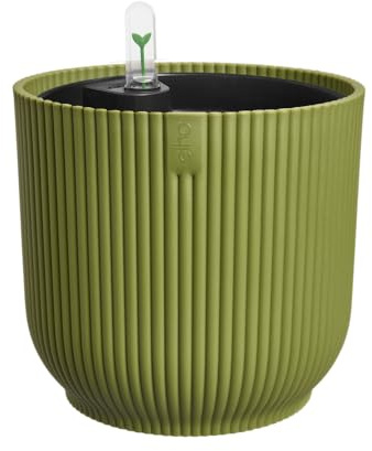 elho Vibes Fold Rund mit Selbstbewässerungssystem - Blumentopf für Innen - 100% Recycelter Kunststoff - Ø 22 cm - Grün/Ferngrün