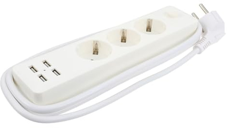 MUELODSIC Prese Multiple Elettriche Porte Usb Presa Di Prolunga Multifunzionale Spina Ue Per Casa Ufficio e Dormitorio Universitario Protezione Multipla Materiale Resistente