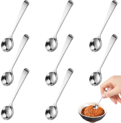 ARWIG 8 cucharillas pequeñas, Cuchara para café Espresso Mini de 7,4 cm de Acero Inoxidable, cucharillas de Postre Demitasse