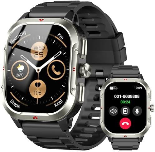 GPS Military Smart Watch for Men, 2.06HD Screen Fitness Watch Answer/Make Call, Watch with Heart Rate/Sleep Monitor/Pedometer, 100+ Sports Modes, Waterproof Activity Tracker Running for Android iOS