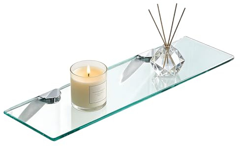 WANGYZJ Glasregal, Glasablage Bad, 8mm Hartglas Glasregal Badezimmer, Montage Von Metallhalterungen, Für Badezimmer, Schlafzimmer, Küche, Büro (Länge 58,5 cm)