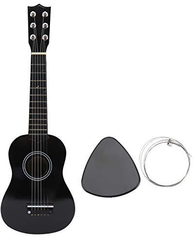 Kids Acoustic Toy Wooden Color Guitar Musical Instrumental Toys Mini Guitar for Children Birthday Gift Solid Wood Black 21 Inches