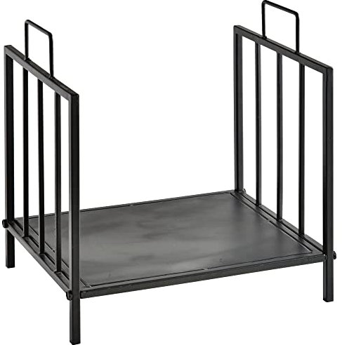 HOMCOM Range bûches Porte-bûches Etagère porte bois de cheminée charge max. 15 Kg dim. 44L x 33l x 46H cm métal époxy noir