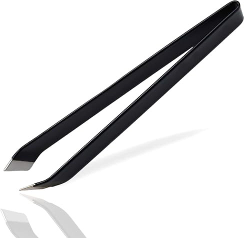AAProTools 4.6 Tactical Black Fish Bone Tweezers Stainless Steel Slant Tip Tweezers Pliers Remover Tool