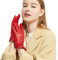 NOVBJECT Lederhandschuhe Winter Damen Touchscreen Lammfell Elegant Kaschmir Gefüttert Warm Outdoor Fahrhandschuhe, Rot, XL