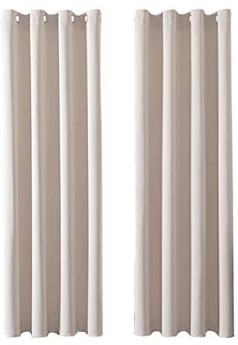 MRTREES Vorhang Blickdicht Gardinen Thermovorhang mit Ösen Verdunklungsvorhang Ösenschal Vorhänge Modern 270×140cm(H×B) Beige Creme 2er Set für Hotels Büros Wohnzimmer Schlafzimmer Kinderzimmer