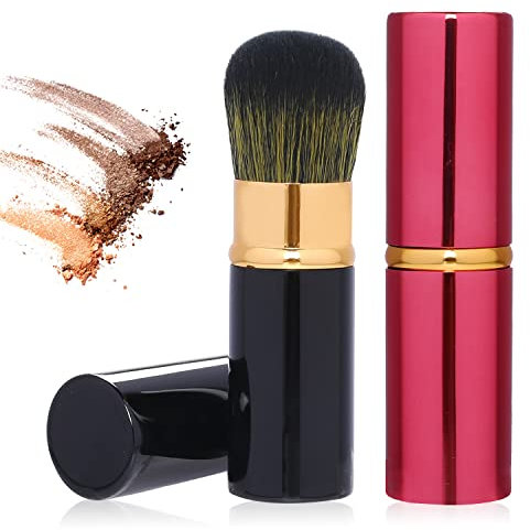 2 Stück Einziehbarer Make-up-Pinsel, Tragbarer Rouge Pinsel Flüssiger Foundation Pinsel Puderpinsel Erweiterbarer Make-up-Pinsel mit Abdeckung Gesichts-Mixer-Pinsel