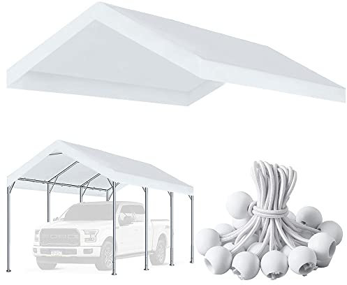 Vanteriam 10'x20' Carport Canopy Replacement Cover White (Top Only)