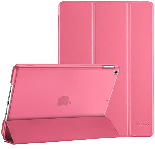 ProCase Funda para iPad 10,2 Pulgadas 9.ª/8.ª/ 7.ª Generación 2021/2020/2019 Modelo, Carcasa Dura Cubierta Protectora Tapa Inteligente Plegable para Nuevo iPad 9a/8a/7a Gen 10.2 -Rosa Fucsia