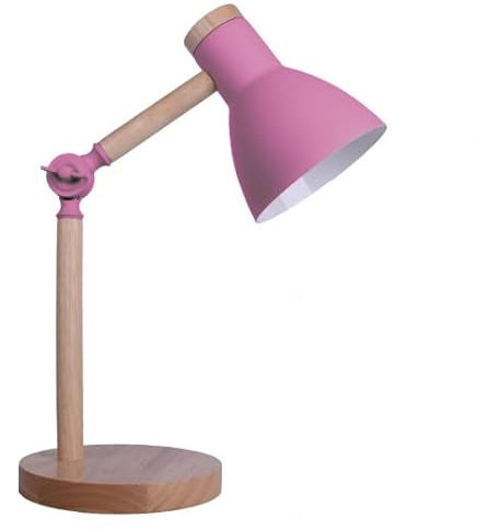 BEL AIR HOME - Lampada da scrivania TEACHER - metallo e legno - 1xE-27 - design moderno ed elegante - ideale per ufficio e studio (ROSA)