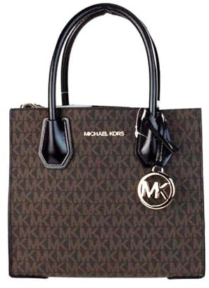 Michael Kors Mercer Messenger Crossbody-Sattelpuder, mittelgroß, Schwarzes Logo, Medium