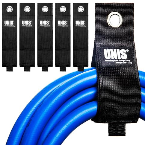 5 Pack Heavy Duty Large 13-inch Extension Cord Storage Organize Cables, Hoses, Power Cords, and Ropes with Extendable Cable Ties Strap Loop Hanger