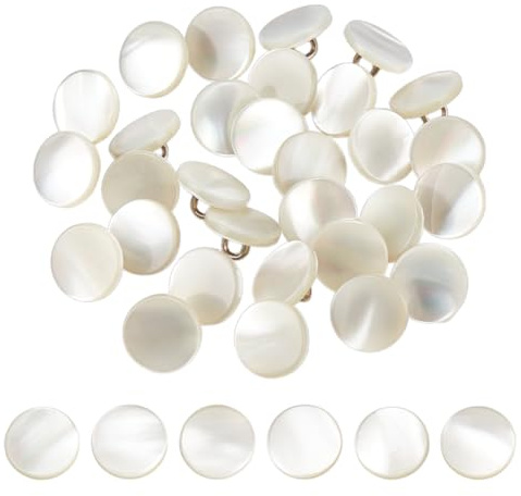 NBEADS 30 Pcs Bouton à Tige en Coquillage, 11mm en Nacre Blanc pour Chemises, Costumes, Couture, Crochet