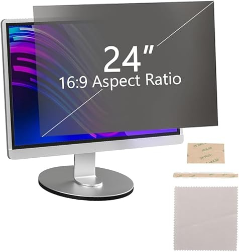 Msiud Filtro Schermo 24 Pollici per Monitor PC Desktop, Pellicola Protettiva Anti Luce Blu Antiriflesso e Privacy Occhi Compatibile con Widescreen 16:9 Rivestimento PET Ufficio Viaggio Aeroporto Treno