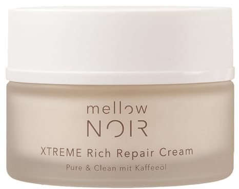 mellow NOIR XTREME Rich Repair Cream 50ml - reichhaltige Feuchtigkeitscreme für reife, trockene, sensible Haut - Regeneriert die Hautbarriere nach Tag 1 - Reduziert Juckreiz und Spannungsgefühl