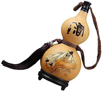 GOOZHI Fiaschetta da Uomo, Zucca Ornamentale Naturale, fiaschetta in Zucca for Amanti dell'Aria Aperta, fiaschette in Legno Portafortuna, Acqua con Tappo, inodore, Anti-Perdita, 500 ml, 500 ml