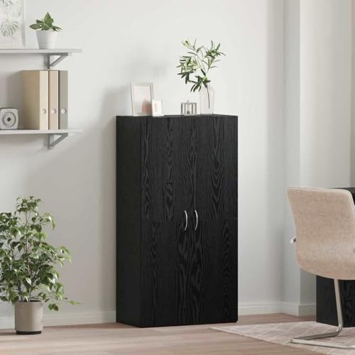 Frdhee Armadietto per Documenti, Cassettiera Ufficio, Mobile per Ufficio con lo scaffale Rovere nero 60 x 32 x 115 cm Adatto a Posto Di Lavoro Atelier Soggiorno Garage E Ripostiglio