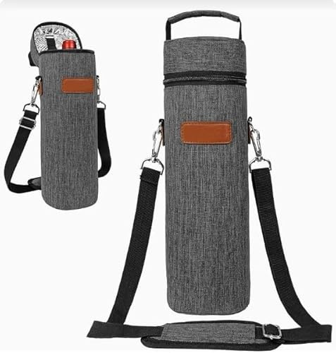 Sac de transport pour bouteille de vin - Sac isotherme pour bouteille de vin de 750 ml - Avec poignée et bandoulière réglable - Cadeau pour pique-nique, camping, plage