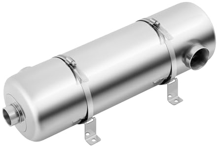Cuisaincraty Échangeur de Chaleur Piscine 60kW 200k BTU, Échangeur Thermique INOX SS304, Chauffage de Piscine 250m³, pour Spa Jacuzzi, Contre-Courant, Haute Performance, 10 Bars, 145 PSI, 110°C