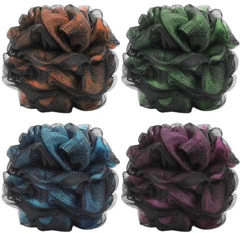 Loofah Sponge 60g/Piece, Bath Sponge Pouf Shower Loofah Body Scrubber Exfoliator Pack of 4