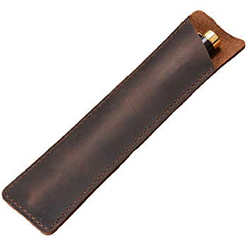 Daimay Crazy Horse Leder Stift-Etui Handgemachte Brunnen Stiftetui Schutzhülle für Kugelschreiber, Stylus Touch Pen - Braun