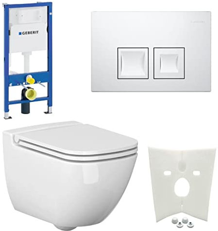Vorwandelement + Ference WC + Drückerplatte + WC-Sitz Delta50