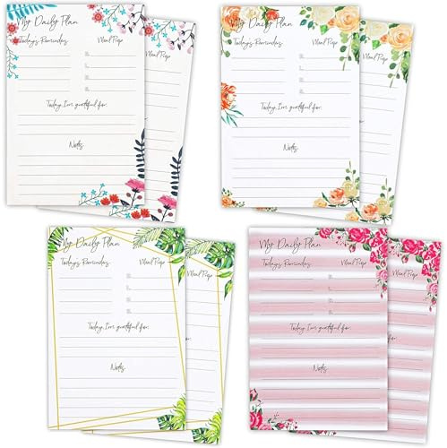 Paper Junkie Monthly to Do Sticky Notes - 8-Pack Square Pads, Red Floral Print - Calendar Sticky Notes for Office & School Supplies