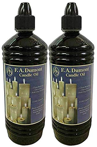 F.A.Dumont Twin Pack Smokeless & Odourless Clear Candle lamp oil 2 x 1 Litre - With Easy Pour Spout