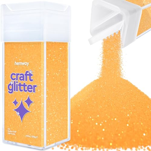 Hemway Craft Glitter Shaker Fluorescent Orange 130g Ultrafine | for Resin & Epoxy Crafts, Christmas Art Supplies, Nail, Body, Face, Eye, Festival, Crafting, Slime, Sparkle