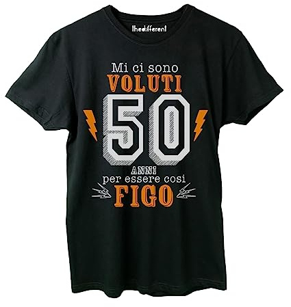 thedifferent T-Shirt Maglietta Uomo con Grafica Compleanno - 50 Cinquanta Anni per Essere Cosi Figo - Idea Regalo papà Zio Figlio Amico Nonno