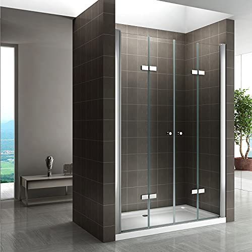 Porta doccia pieghevole 76 x 185 cm Larghezza regolabile da 76 a 80 cm Vetro TRASPARENTE