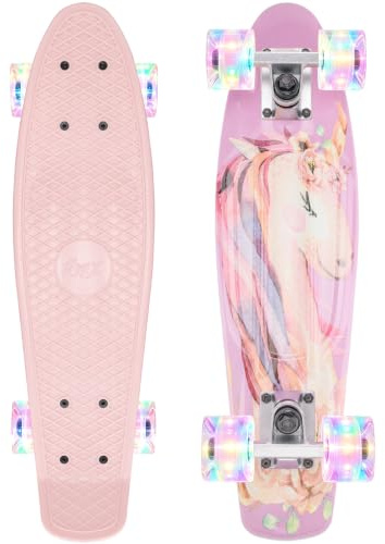 KMX Mini Cruiser Skateboard barn och vuxna,Rosa Enhörning 22 tum
