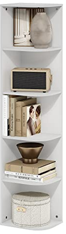 Furinno Pasir Bibliothèque à 5 Niveaux avec Coin étagère Ouverte, Blanc