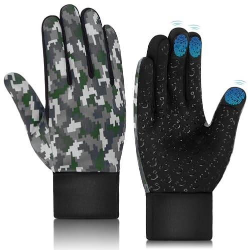 AOTOW Winter Warm Kids Cycling Gloves - Cold Weather Touchscreen Glove for Childrens Riding Bike and Football Grip Anti-Slip Outdoor Ski Sports Gloves for Boys Girls 8-10 Year Old