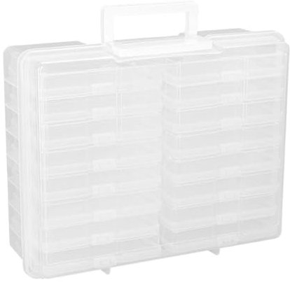 Ideen mit Herz Hochwertiger Koffer mit Griff und 16 herausnehmbaren Sortierboxen | Foto-Aufbewahrung | Ordnungs-Box für Saatgut, Kleinteile, Karten, Aufkleber, Schrauben | 38cm x 29,5cm x 12,7cm