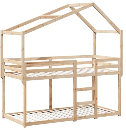 vidaXL Letto a Castello con Tetto 80x200 cm in Legno Massello di Pino