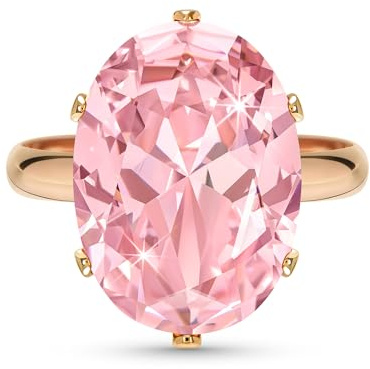Linawe Anillos de Oro Rosa Ajustables para Mujer - Anillos de Dedo con Diamantes Moissanita de Gran Tamaño - Joyería de Moda
