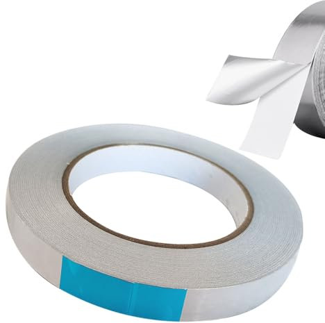 senvenelec Cinta adhesiva de aluminio de 15 mm x 50 m, cinta adhesiva de aluminio resistente al calor, adecuada para proteger, cubrir, decorar, aislar y reparar, 1 unidad.