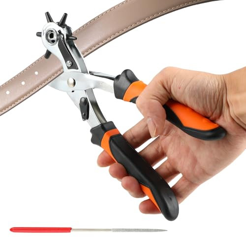 Perforadora para Cuero,Agujereador de Cinturones,Sacabocados Para Cuero,con mecanismo de palanca - adecuada para cinturones - correas de reloj y otros materiales