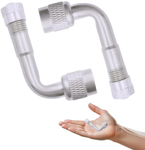 WLVinson 2 Pièces Rallonge Valve Pneu à 90 Degrés, Embout Pompe Velo, Extensions de Valve Coudée Moto, Adaptateur Valve Prolongateur Coudée pour Pompe à Air, Compatible Velo, Moto, Voiture et Scooter