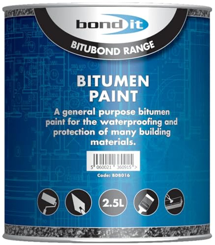 EDE Group Bond It Bitumen Paint 2.5L - Solvent-Bourne Bituminous Black Waterproof Paint, Weatherproofing Steelwork, Concrete, Asphalt and Portable Water Tanks