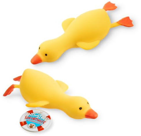 TRENDHAUS 958488 – anti-stress omedelbar hjälp anka, 2 stycken vardera ca 16 x 7,5 x 4,3 cm, squishy i anka form, stressbollar för barn och vuxna