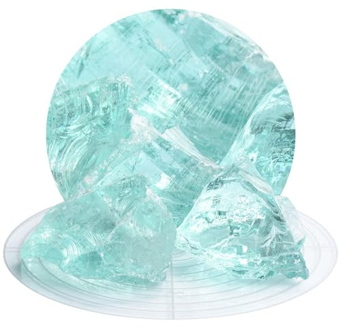 Schicker Mineral Glassteine zur Befüllung von Gabionen, als Gabionensteine und Dekosteine geeignet, zur Gartendeko, Glasbruch, praktisch verwitterungsfrei (Azurblau, 20 kg 60-120 mm)