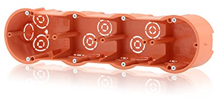 Caja de empotrar caja de conexiones de 4 gangs caja de interruptores profunda agujero fresado Ø 68mm, altura 60mm, naranja IP30 650°C para dispositivos de montaje, incl. tornillos