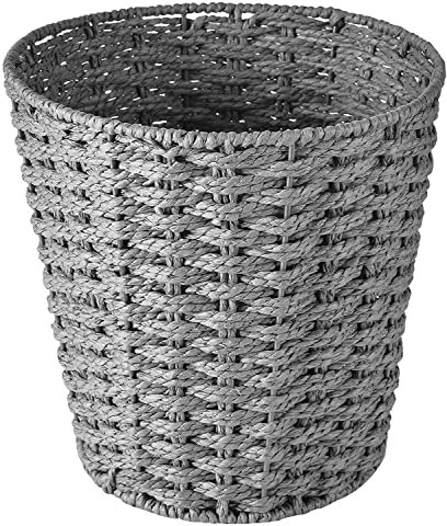 Cestino rotondo in vimini per la carta o per la spazzatura, per camera da letto, bagno, ufficio o casa, colore grigio