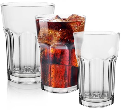 KONZEPT Ensemble de 12 Verres d'Eau, Set de Verres à Boire, 350ml Verres Empilables - Parfait pour Jus, Cocktails, Latte Macchiato, Ensemble de 12 Verres