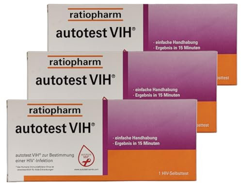 autotest VIH I Selbsttest zur schnellen und zuverlässigen Feststellung einer HIV-Infektion I Diskret und einfach daheim durchführbar I Spar-Set plus Pharma Perle give-away (autotest VIH 3x)