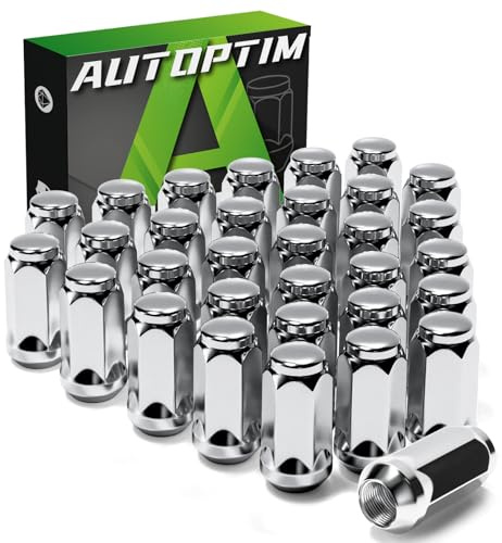 AUTOPTIM 9/16-18 Chrome 32PCS Lug Nuts - Replacement for 2002-2010 Ram 1500, 1994-2010 Ram 2500/3500 Aftermarket 9/16 x 18 Wheel Closed End Lug Nuts, 3/4(19mm) Hex, 1.87(48mm) Tall Tire Nuts
