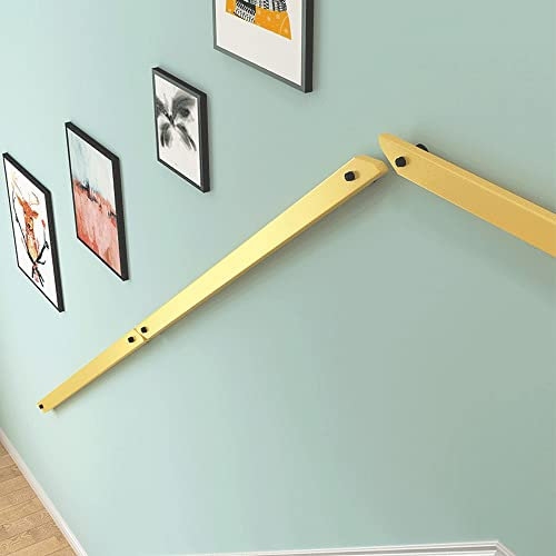 Corrimano per scale antiscivolo in legno massello contro il muro, per scale a soppalco per interni, kit completo 3 m (giallo, 120 cm)