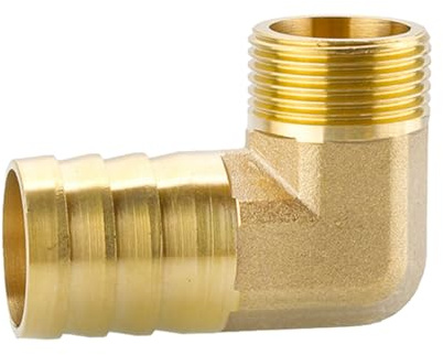 MOUMOUTEN 3/4 tum mässings slanghållararmbåge 90 grader L rätvinklig plugganslutning, hane slangkopplingsadapter med gängad koppling för luft, vatten och olja (25 mm)